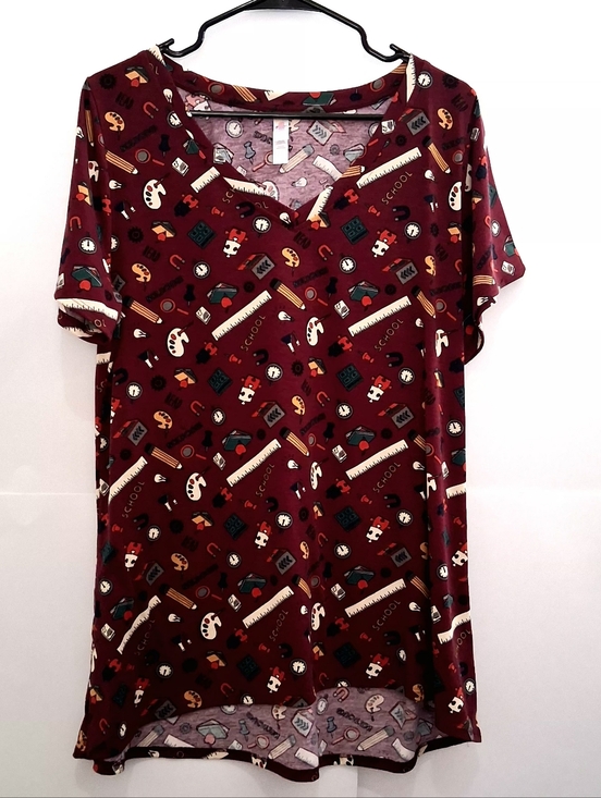 LuLaRoe Tops - LuLaRoe Burgundy Short Sleeve V-Neck Top Size XL